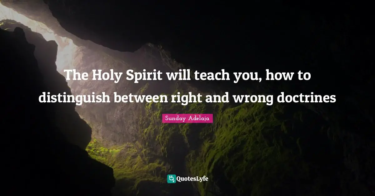 Doctrines Quotes: "The Holy Spirit will teach you, how to distinguish between right and wrong doctrines"