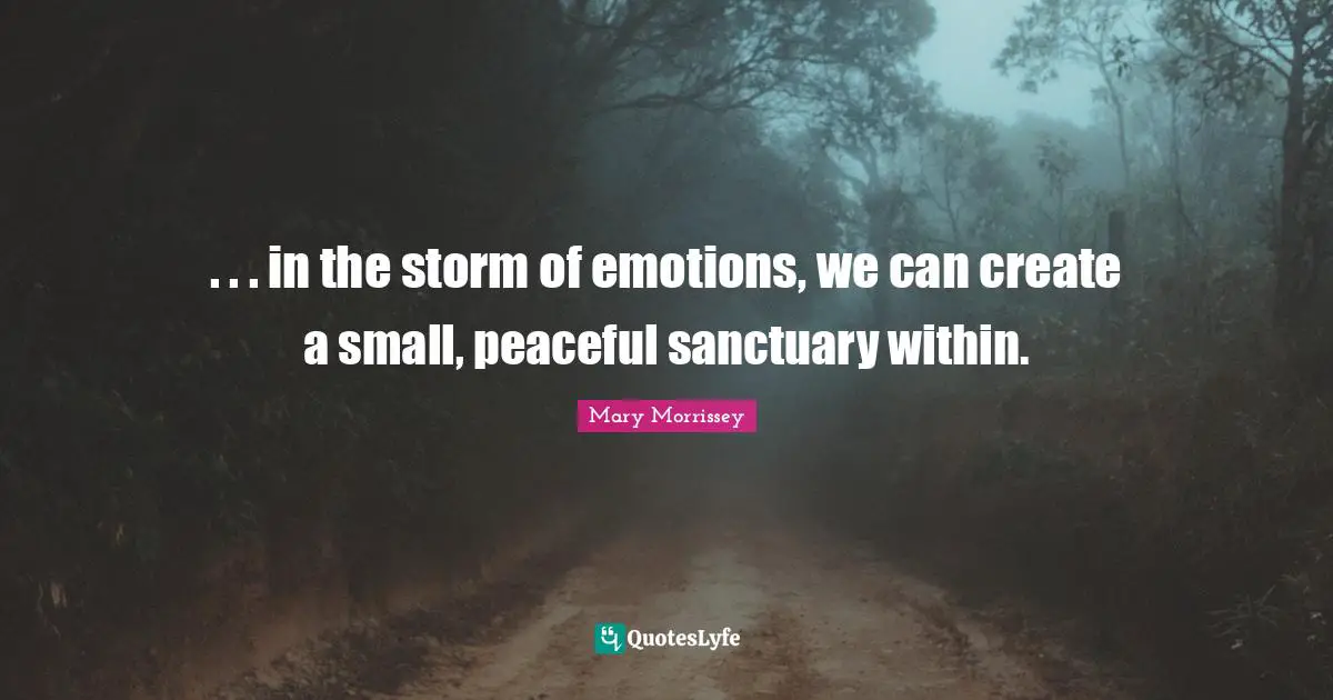 . . . in the storm of emotions, we can create a small, peaceful sanctuary within.