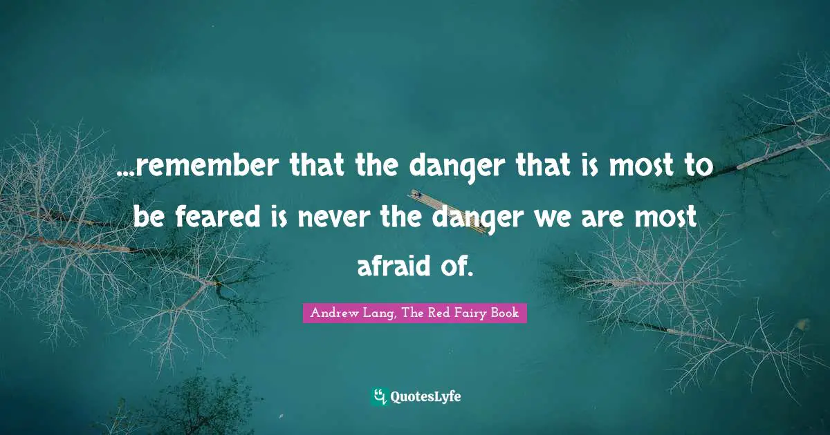 ...remember that the danger that is most to be feared is never the danger we are most afraid of.