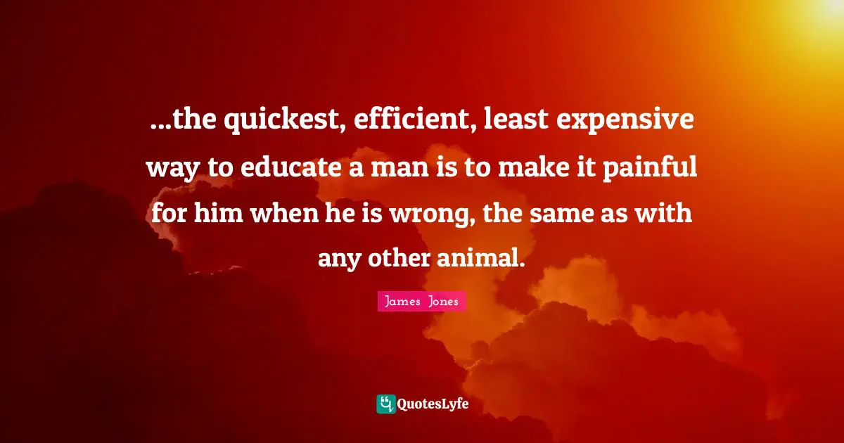 ...the quickest, efficient, least expensive way to educate a man is to make it painful for him when he is wrong, the same as with any other animal.