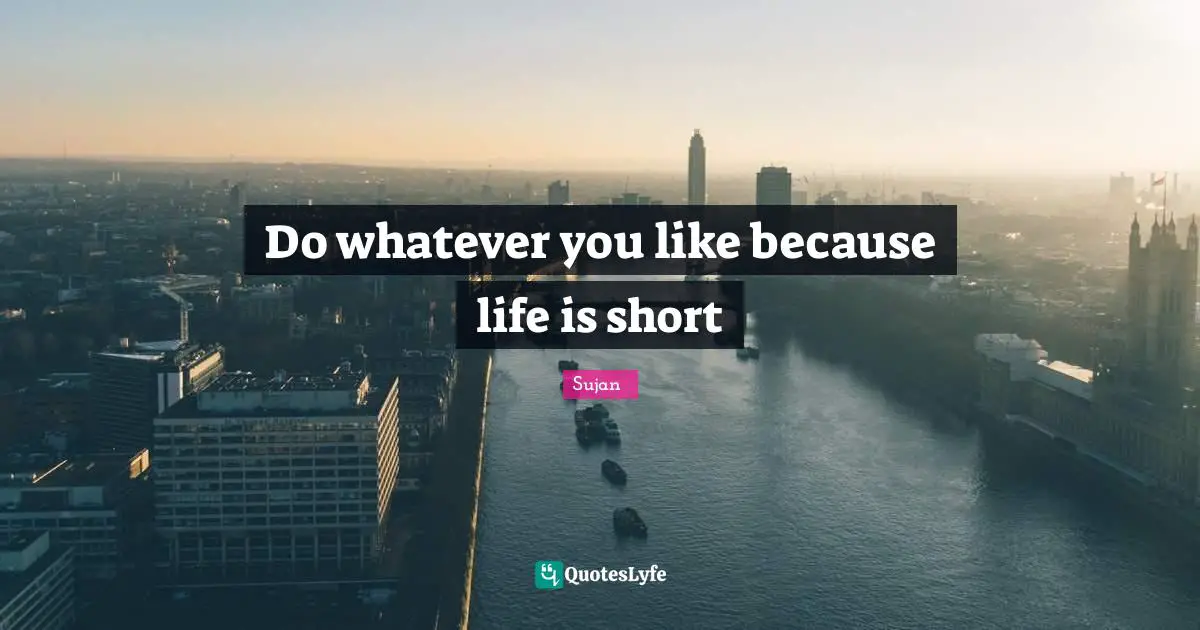 Do whatever you like because life is short