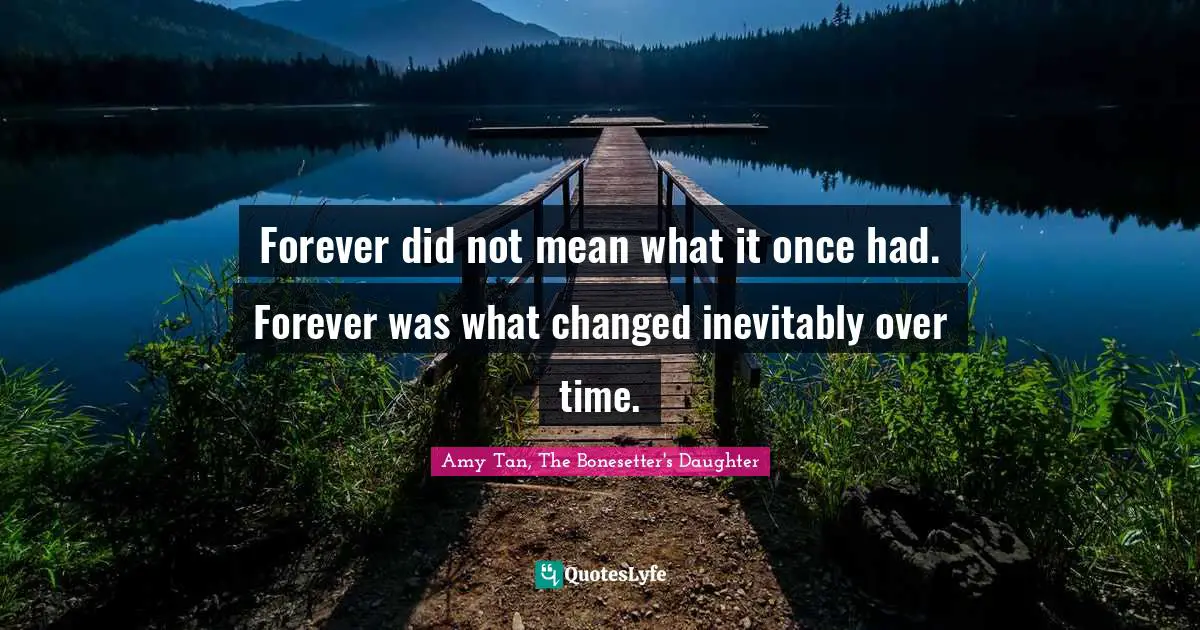Forever did not mean what it once had. Forever was what changed inevitably over time.