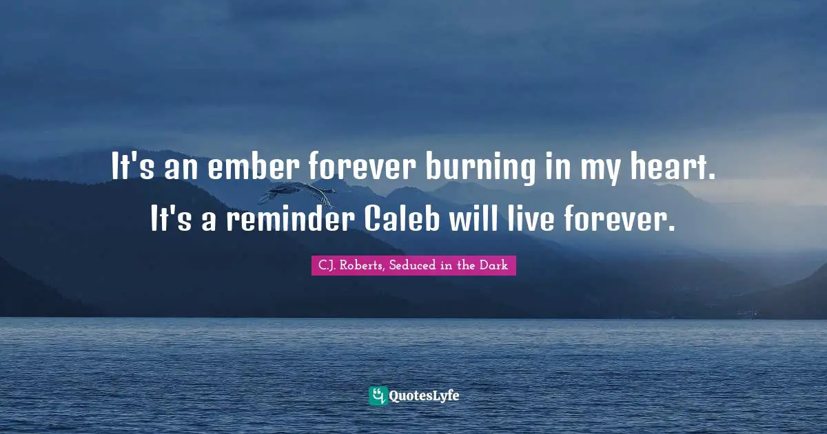 It's an ember forever burning in my heart. It's a reminder Caleb will live forever.