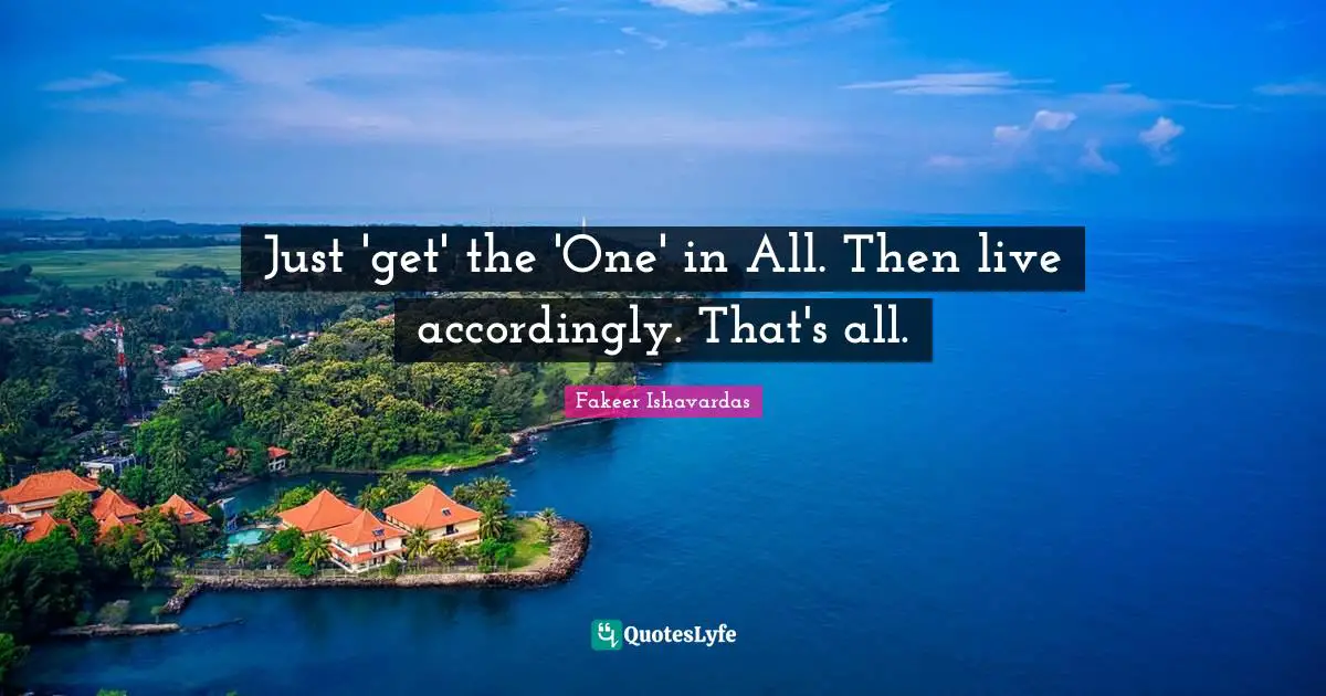 Divine Self Quotes: "Just 'get' the 'One' in All. Then live accordingly. That's all."