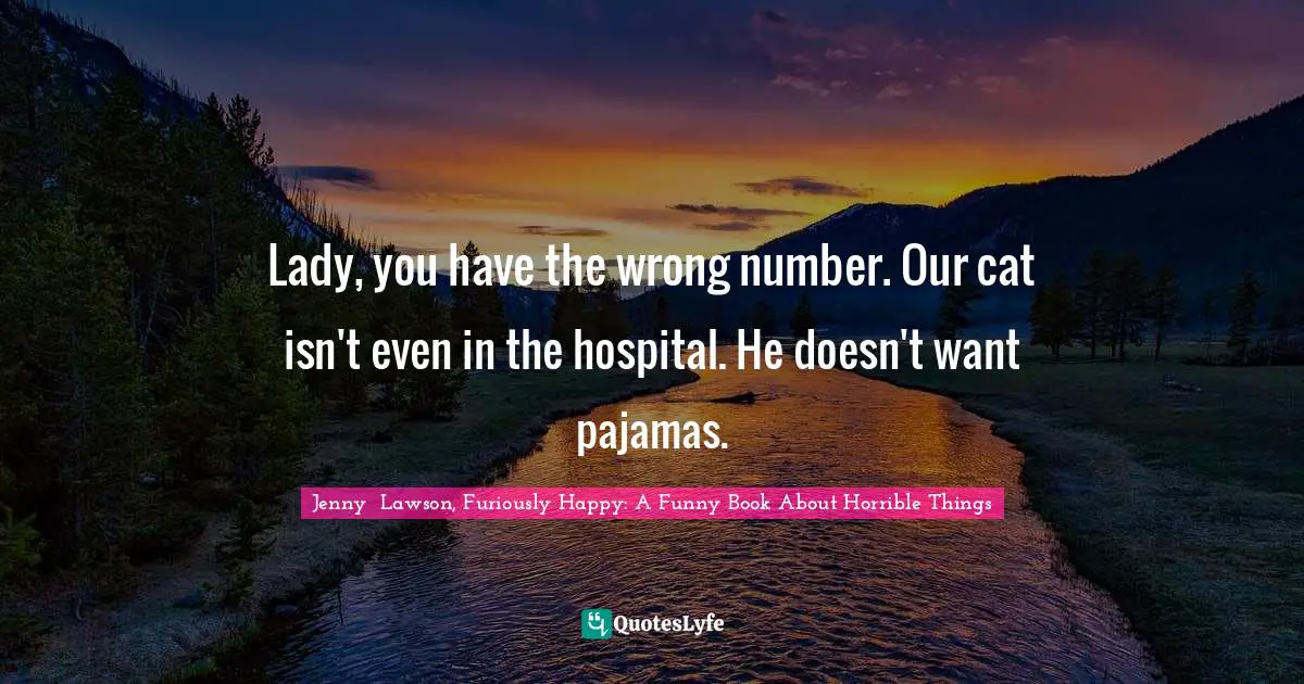 Lady, you have the wrong number. Our cat isn't even in the hospital. He doesn't want pajamas.