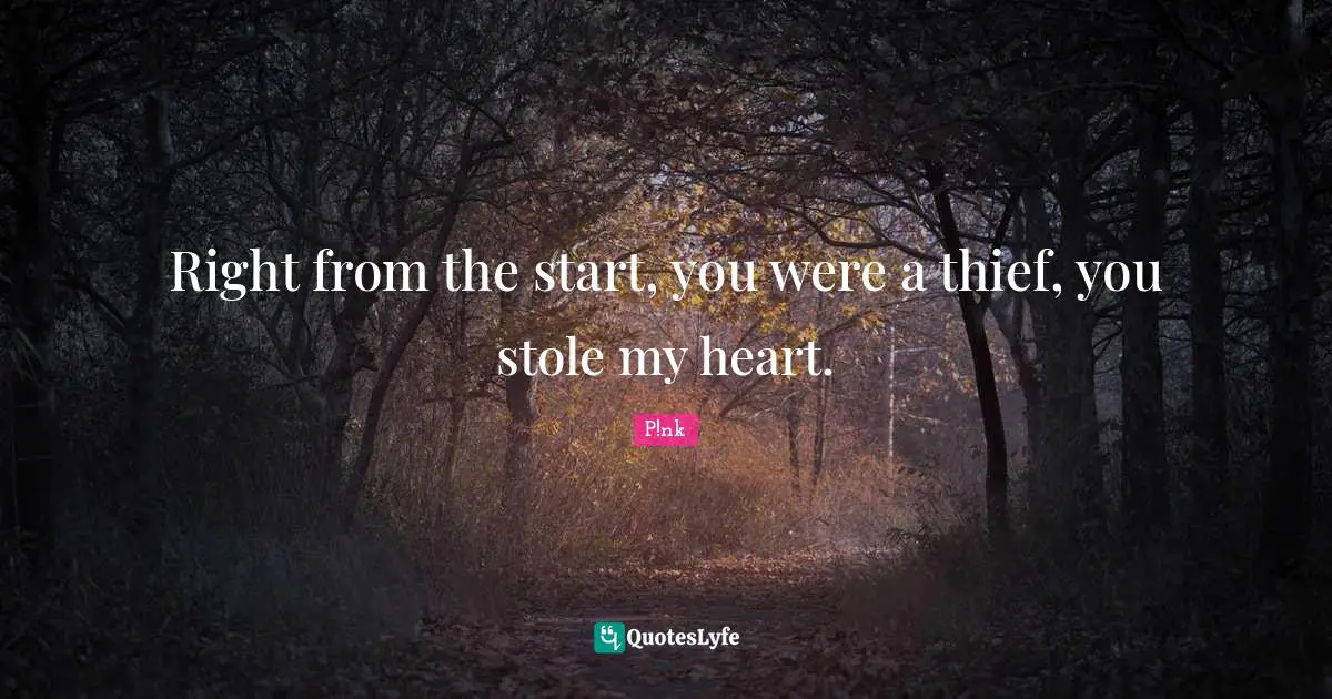 Lyrics Quotes: "Right from the start, you were a thief, you stole my heart."