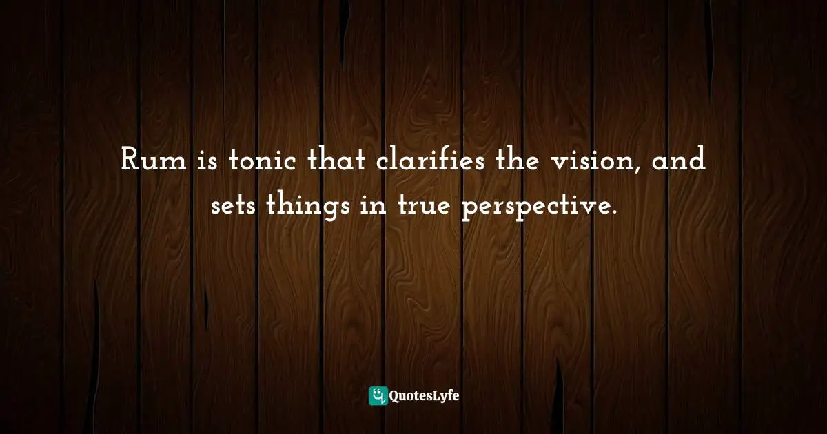 Rum is tonic that clarifies the vision, and sets things in true perspective.