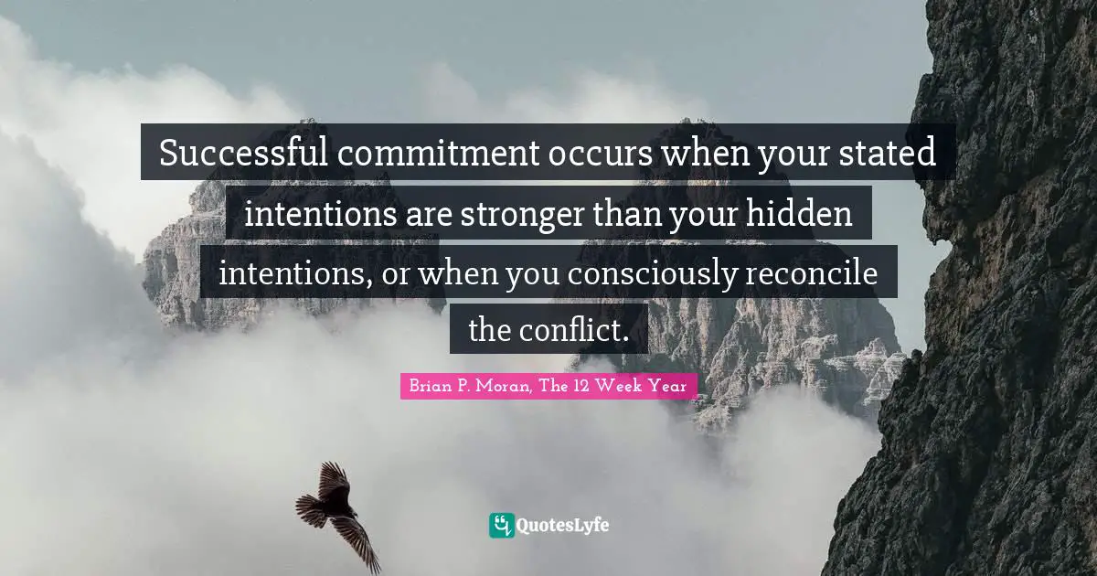 Successful commitment occurs when your stated intentions are stronger than your hidden intentions, or when you consciously reconcile the conflict.