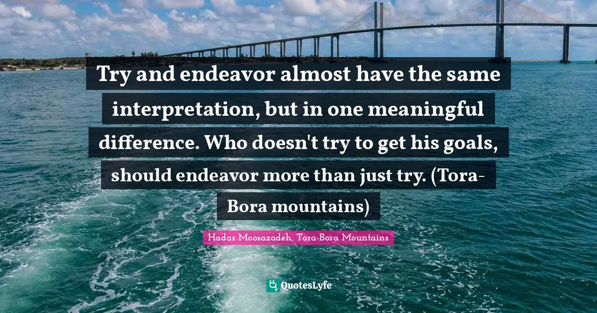 Try and endeavor almost have the same interpretation, but in one meaningful difference. Who doesn't try to get his goals, should endeavor more than just try. (Tora-Bora mountains)﻿