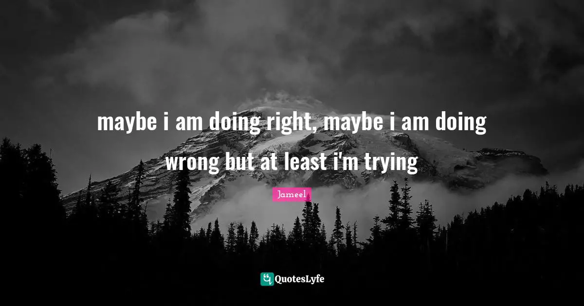 Jameel Quotes: "maybe i am doing right, maybe i am doing wrong but at least i'm trying"