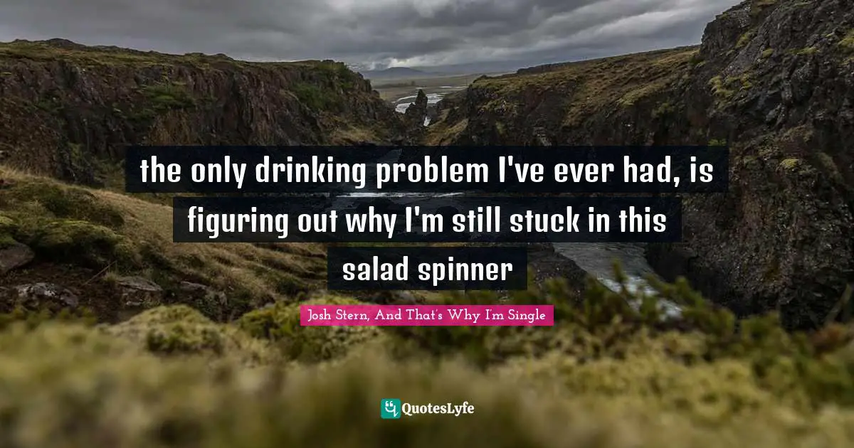 Figuring Quotes: "the only drinking problem I've ever had, is figuring out why I'm still stuck in this salad spinner"