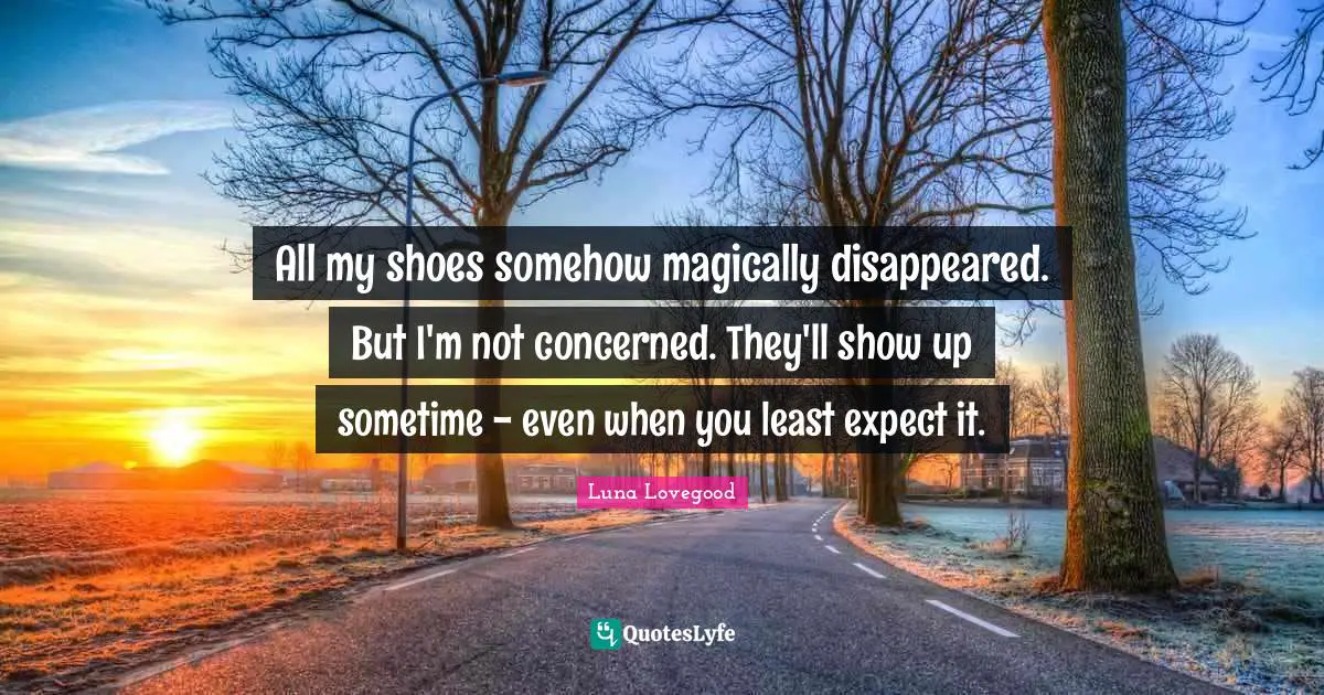 All my shoes somehow magically disappeared. But I'm not concerned. They'll show up sometime - even when you least expect it.