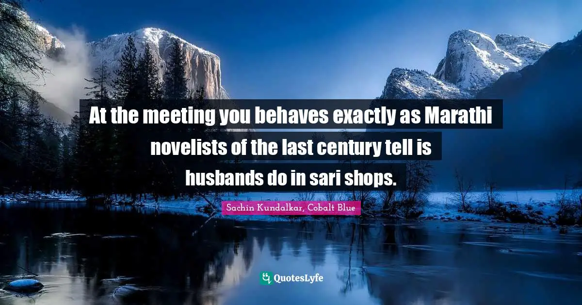 At the meeting you behaves exactly as Marathi novelists of the last century tell is husbands do in sari shops.