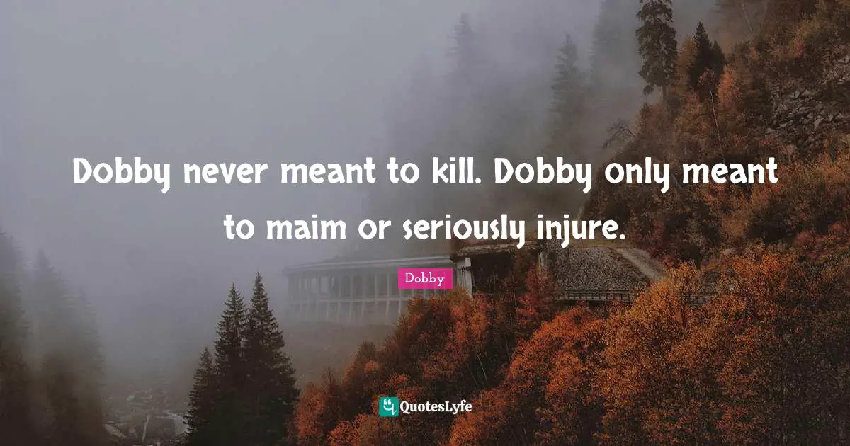 Dobby never meant to kill. Dobby only meant to maim or seriously injure.