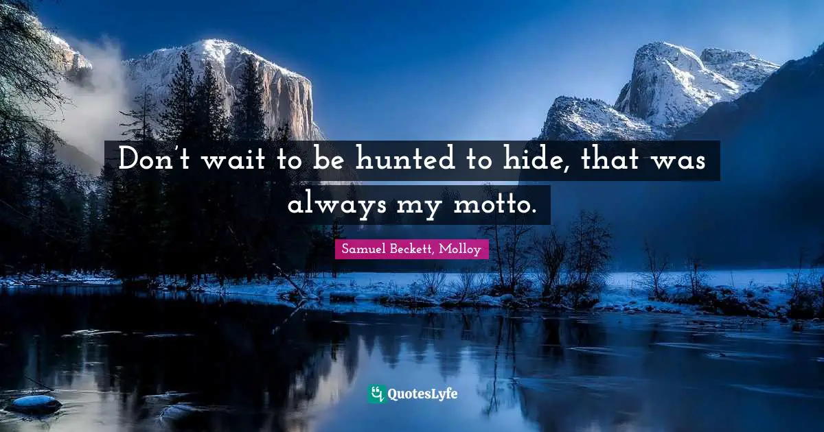 Don’t wait to be hunted to hide, that was always my motto.