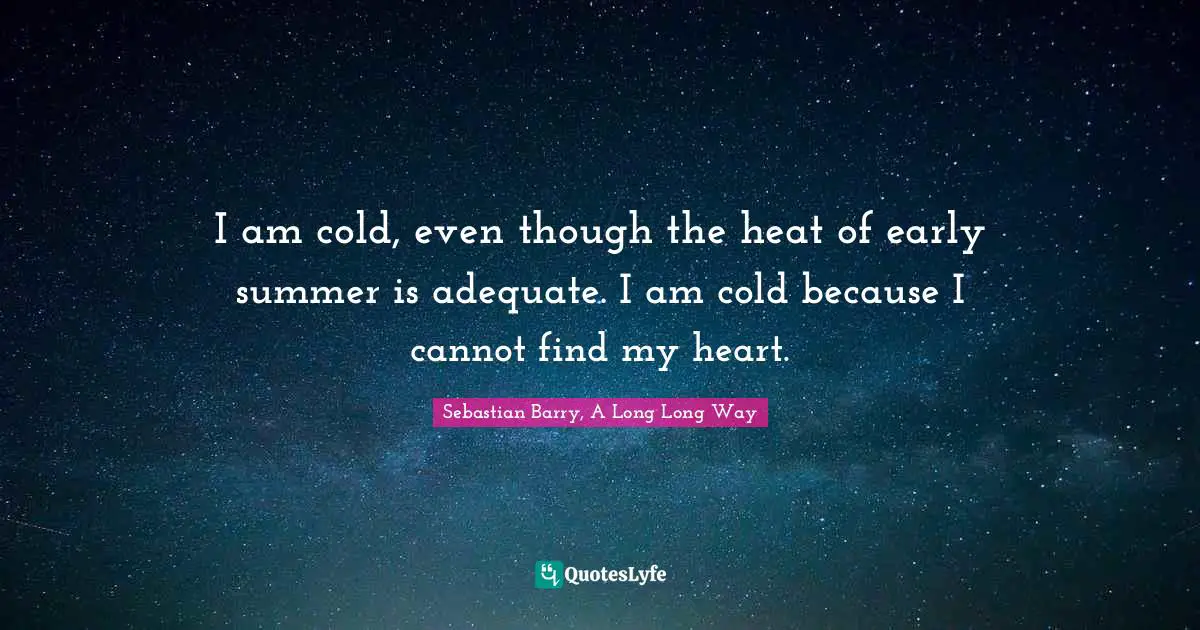 I am cold, even though the heat of early summer is adequate. I am cold because I cannot find my heart.