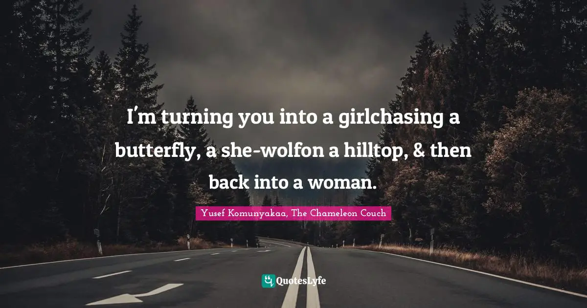 I'm turning you into a girlchasing a butterfly, a she-wolfon a hilltop, & then back into a woman.