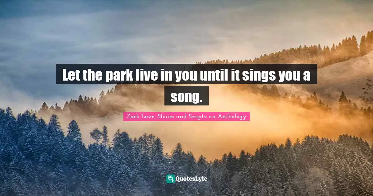 Soulmates Quotes: "Let the park live in you until it sings you a song."