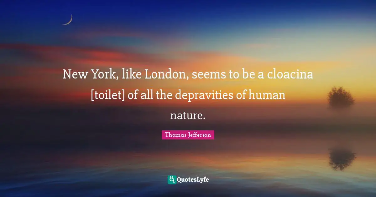 New York, like London, seems to be a cloacina [toilet] of all the depravities of human nature.
