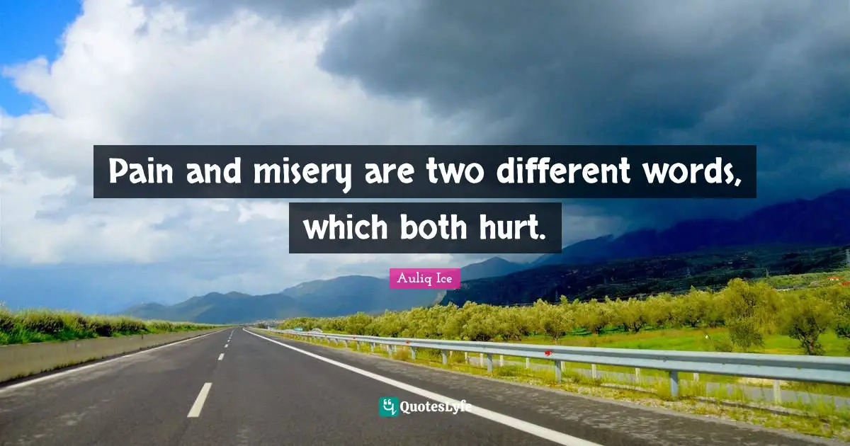 Pain and misery are two different words, which both hurt.