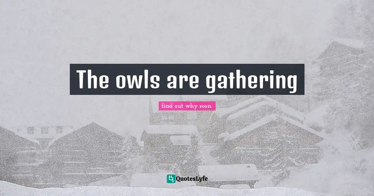 find out why soon. Quotes: The owls are gathering