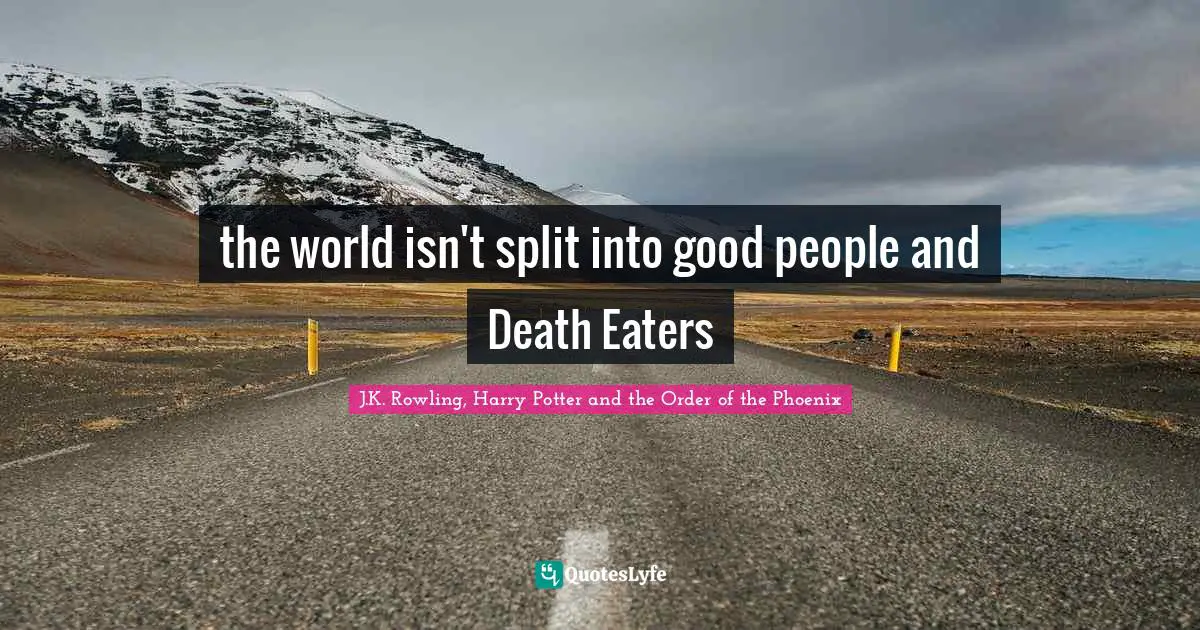 the world isn't split into good people and Death Eaters