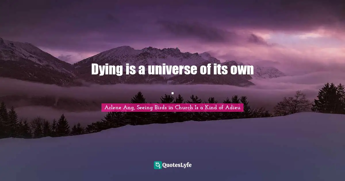 Arlene Ang Quotes: "Dying is a universe of its own."