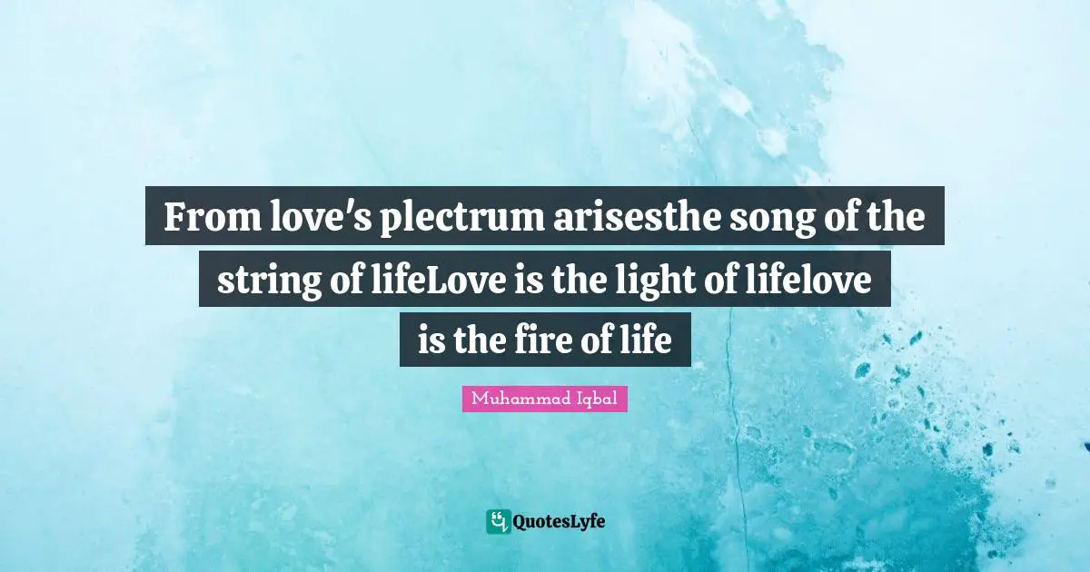 From love's plectrum arisesthe song of the string of lifeLove is the light of lifelove is the fire of life