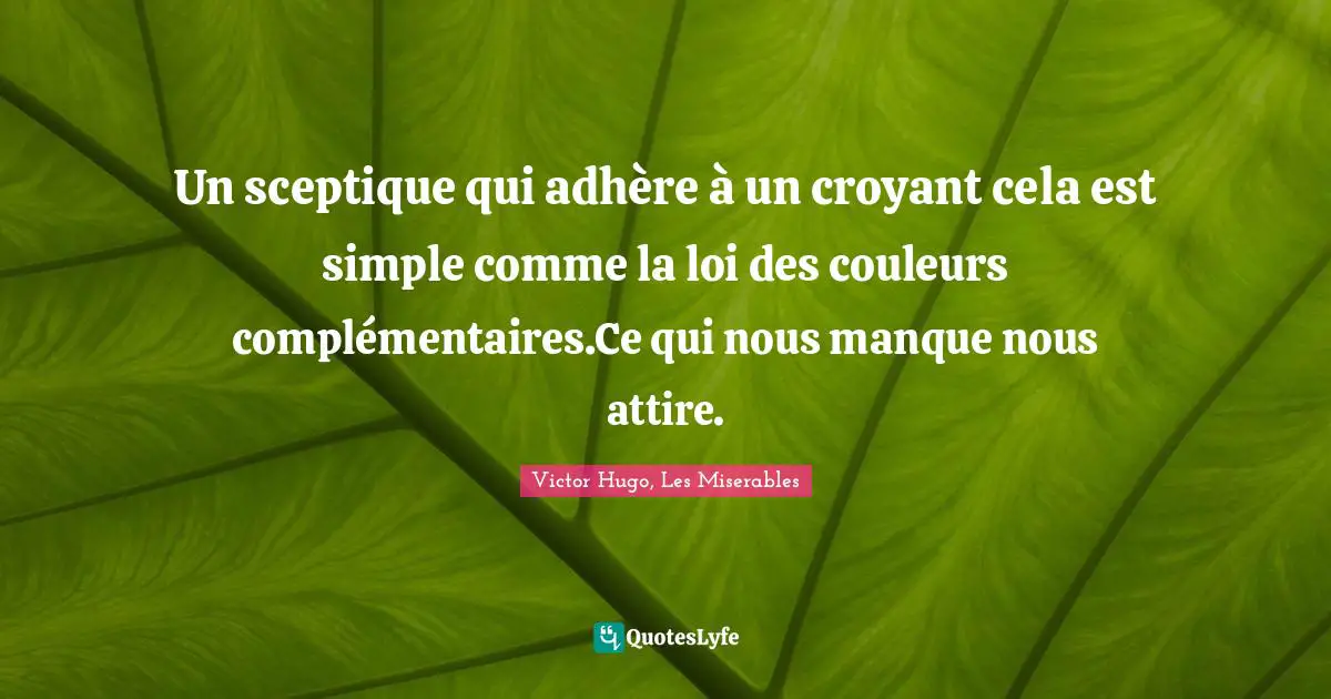 Un sceptique qui adhère à un croyant cela est simple comme la loi des couleurs complémentaires.Ce qui nous manque nous attire.