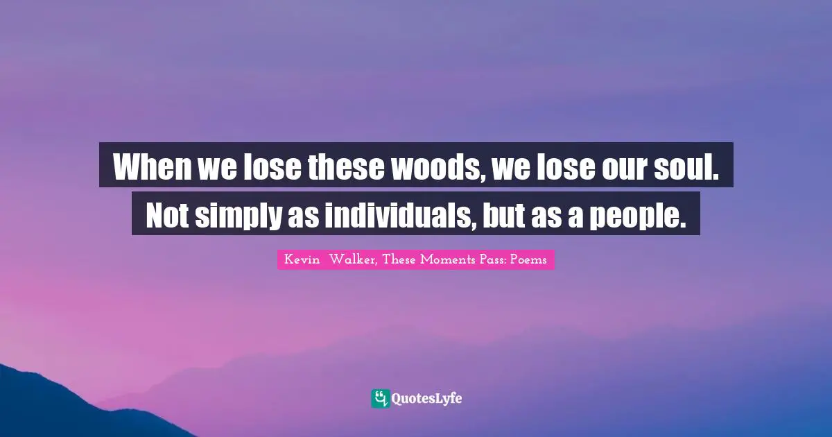 When we lose these woods, we lose our soul. Not simply as individuals, but as a people.