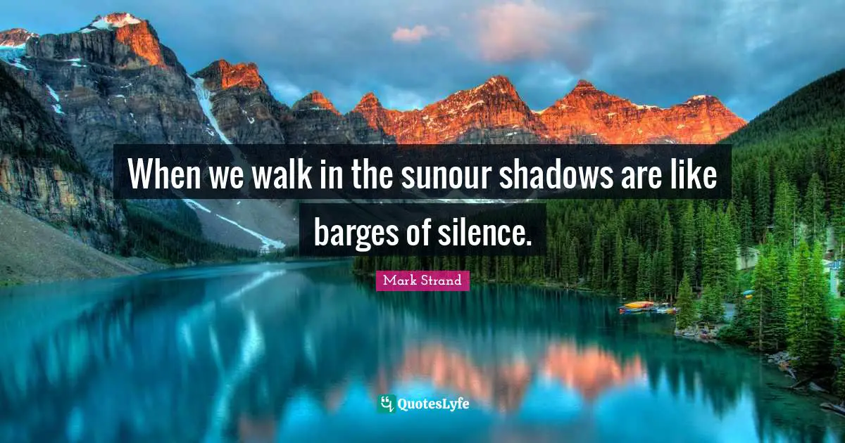 Shadows Quotes: "When we walk in the sunour shadows are like barges of silence."