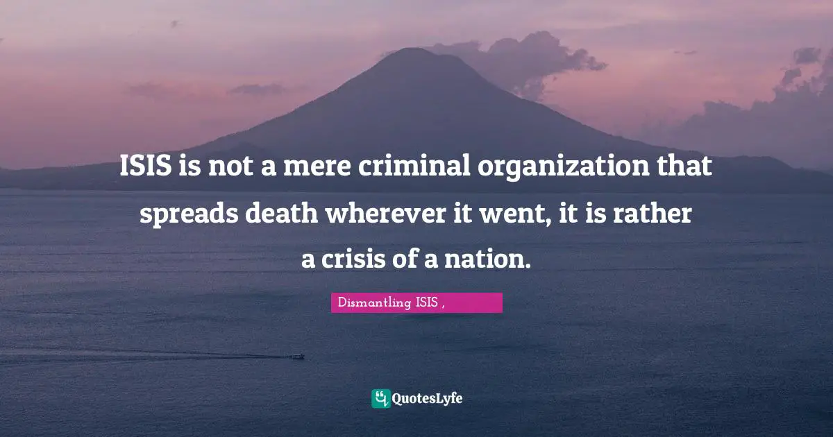 ISIS is not a mere criminal organization that spreads death wherever it went, it is rather a crisis of a nation.