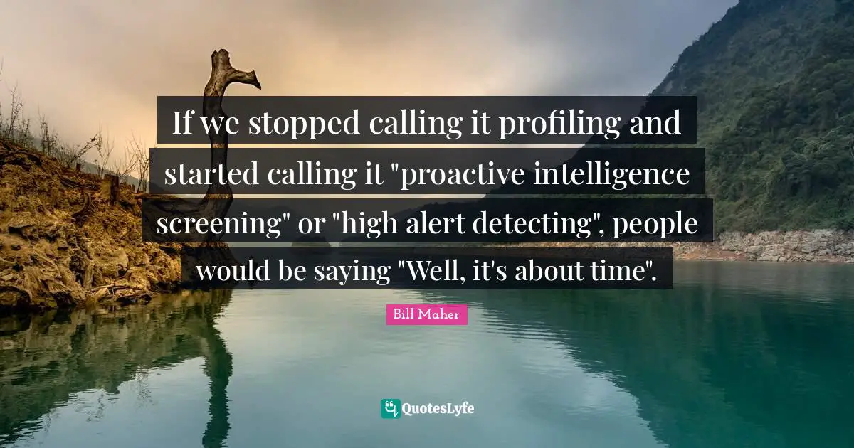 If we stopped calling it profiling and started calling it "proactive intelligence screening" or "high alert detecting", people would be saying "Well, it's about time".