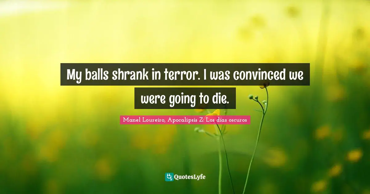 My balls shrank in terror. I was convinced we were going to die.