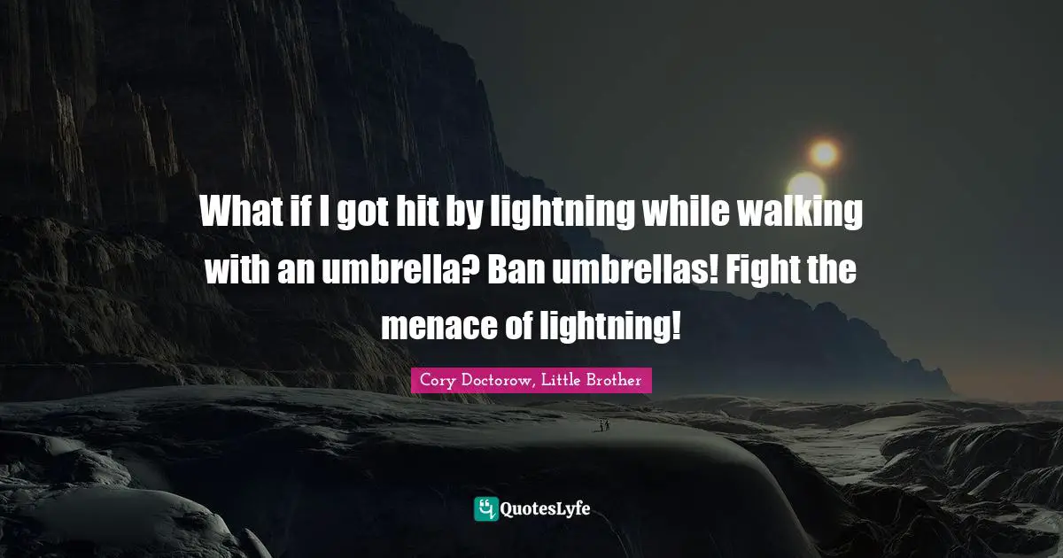 Computers Quotes: "What if I got hit by lightning while walking with an umbrella? Ban umbrellas! Fight the menace of lightning!"