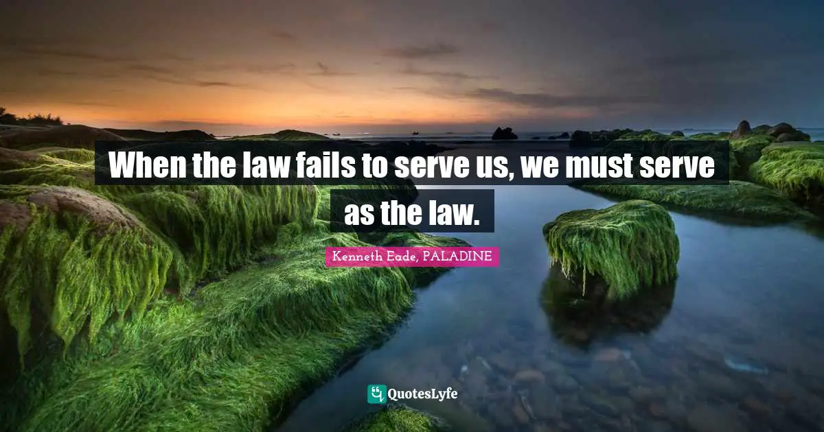 When the law fails to serve us, we must serve as the law.