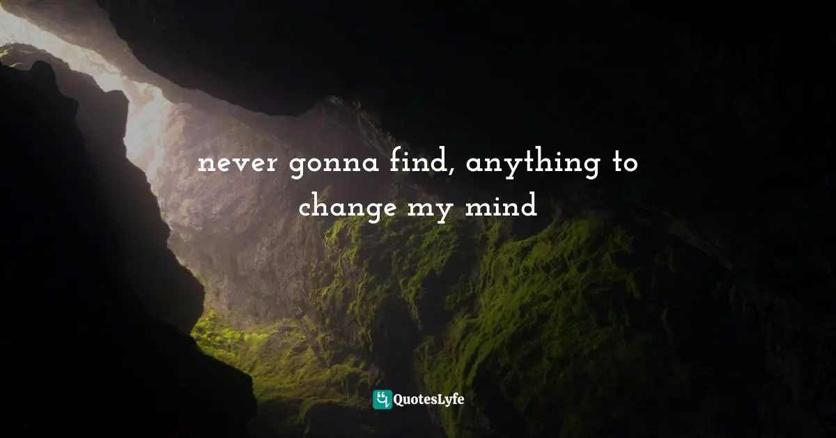 never gonna find, anything to change my mind