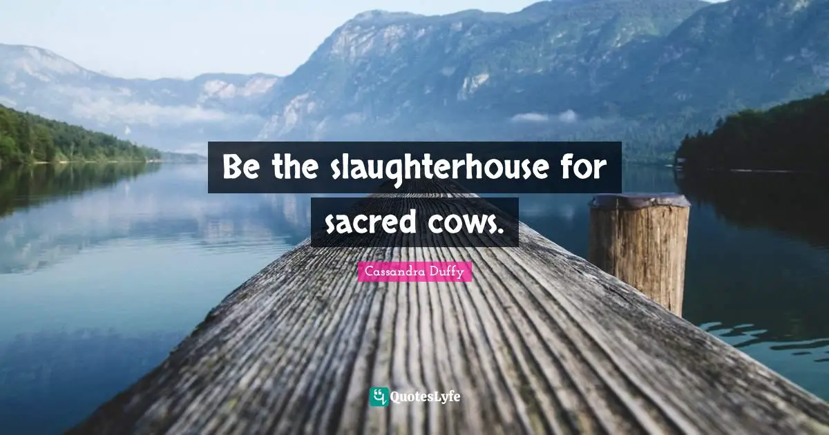 Be the slaughterhouse for sacred cows.