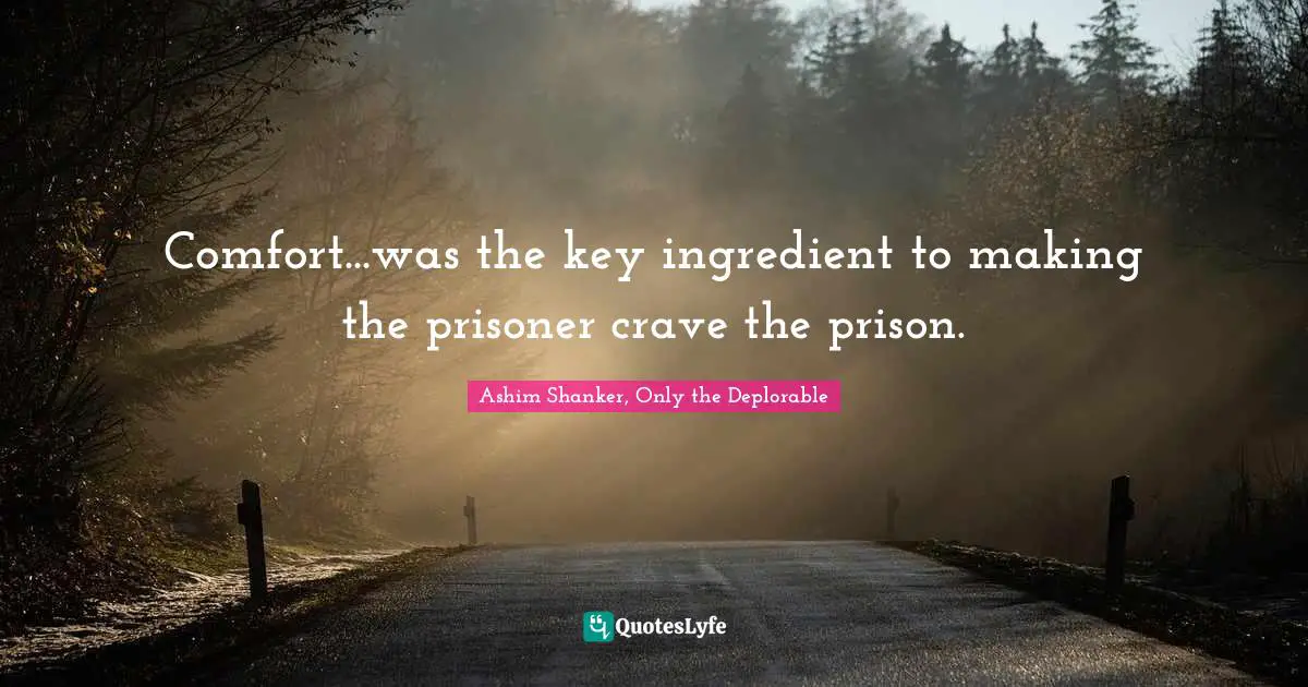 Comfort...was the key ingredient to making the prisoner crave the prison.