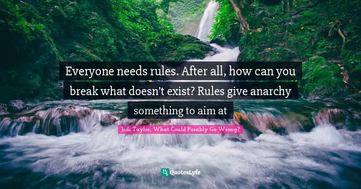 Everyone needs rules. After all, how can you break what doesn’t exist? Rules give anarchy something to aim at