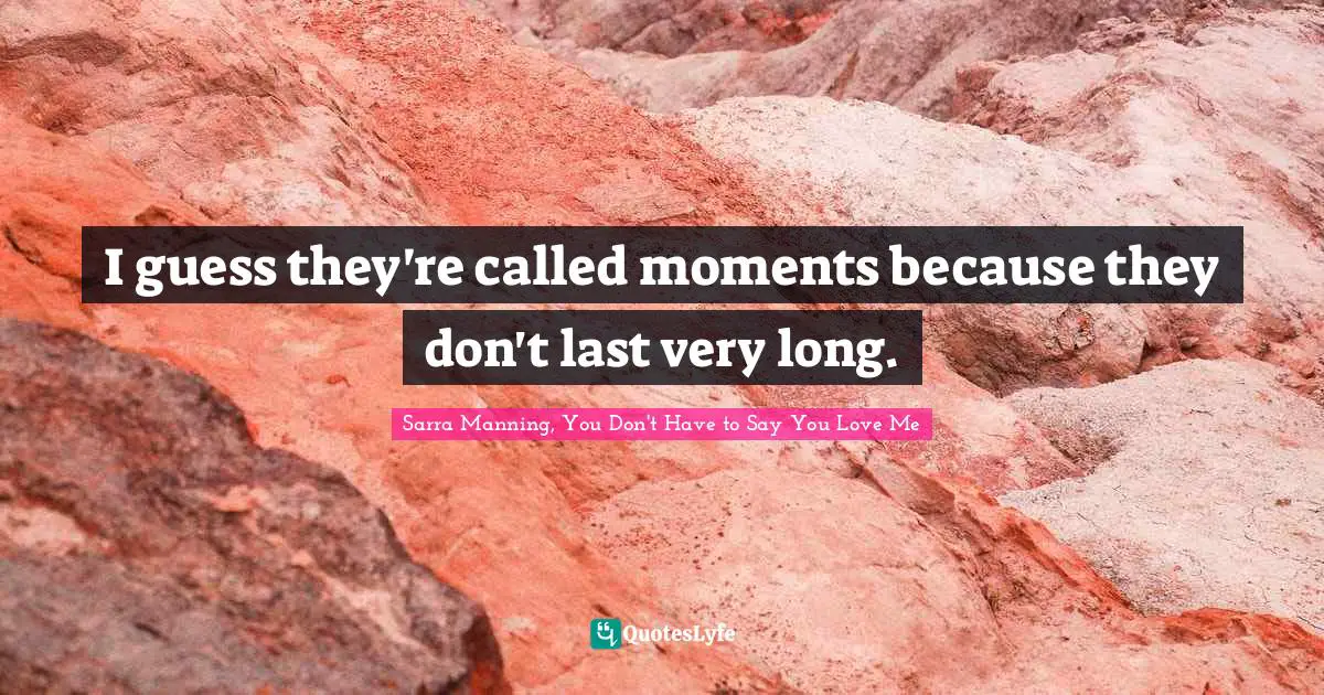 Sarra Manning, You Don't Have to Say You Love Me Quotes: I guess they're called moments because they don't last very long.