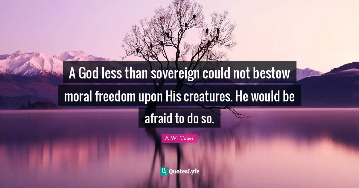 A God less than sovereign could not bestow moral freedom upon His creatures. He would be afraid to do so.
