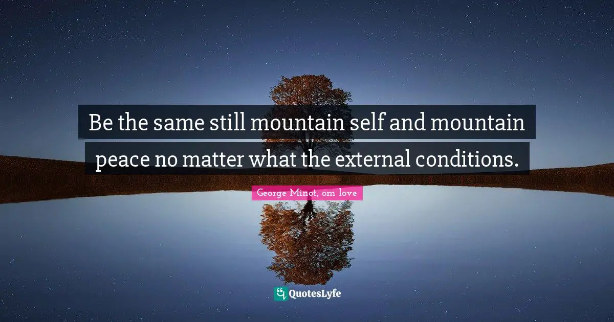 Be the same still mountain self and mountain peace no matter what the external conditions.