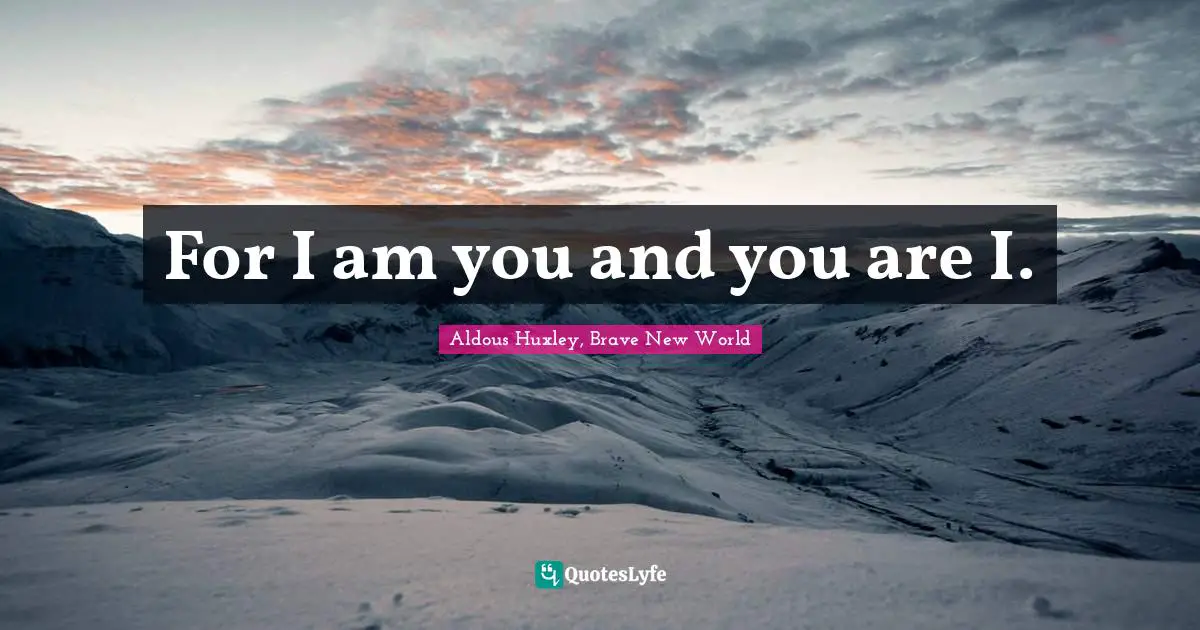 For I am you and you are I.