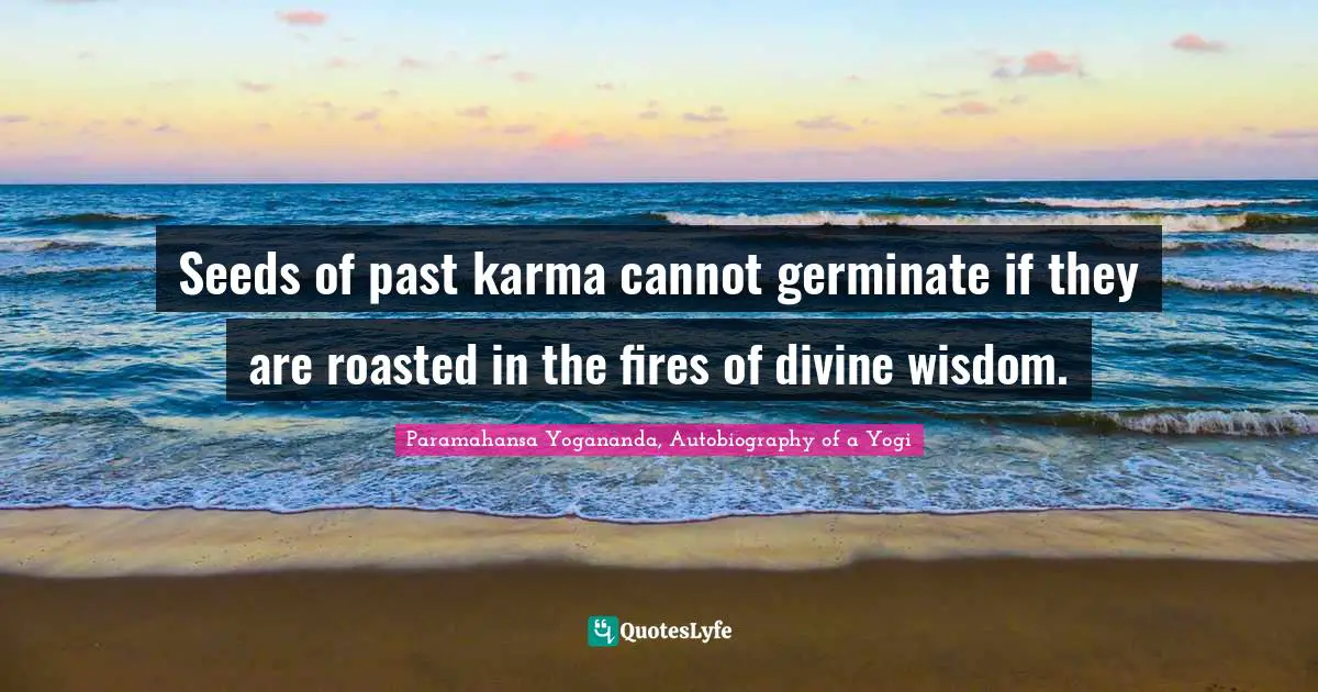 Seeds of past karma cannot germinate if they are roasted in the fires of divine wisdom.