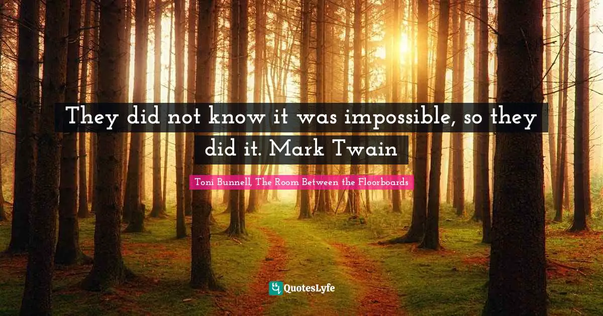 They did not know it was impossible, so they did it. Mark Twain