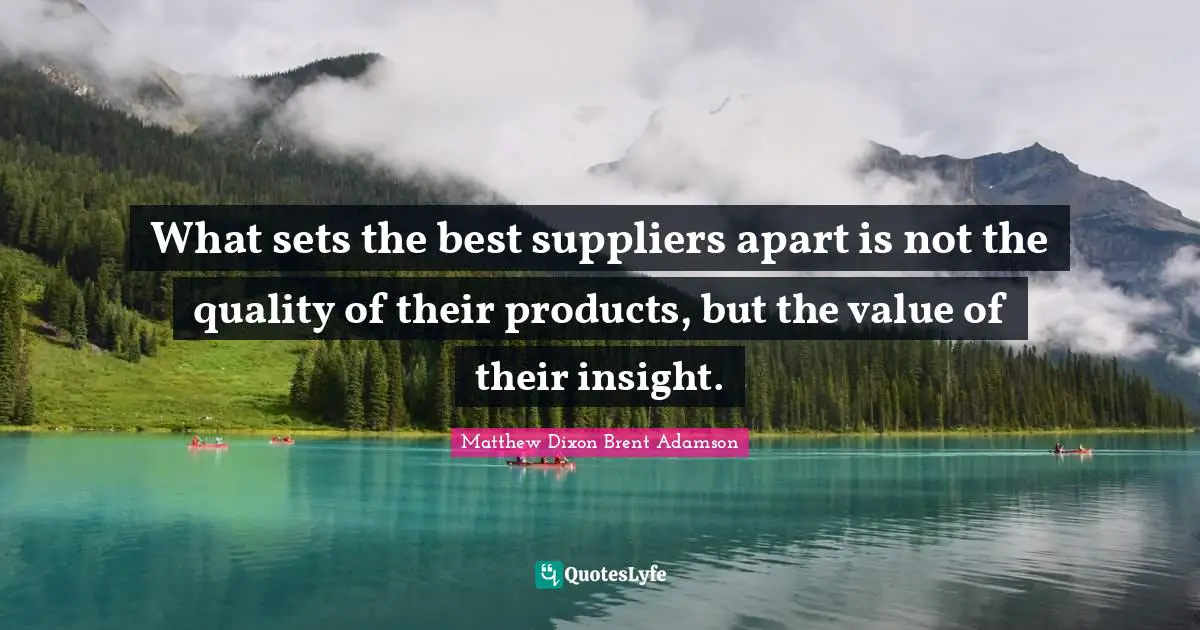 What sets the best suppliers apart is not the quality of their products, but the value of their insight.