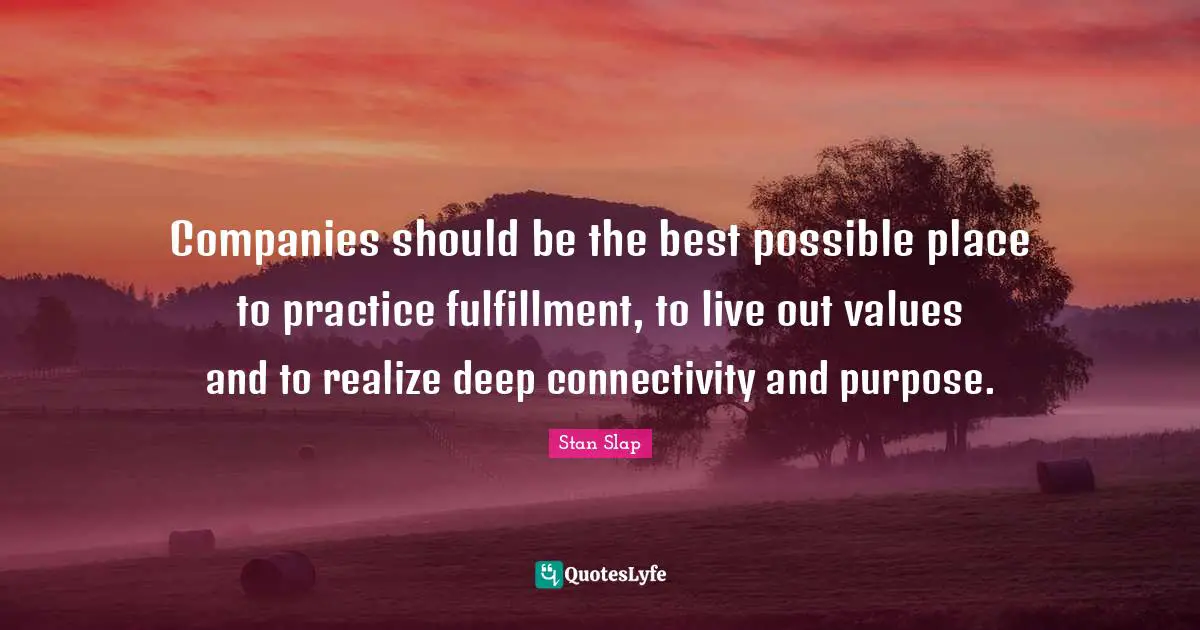 Management Training Programs Quotes: "Companies should be the best possible place to practice fulfillment, to live out values and to realize deep connectivity and purpose."