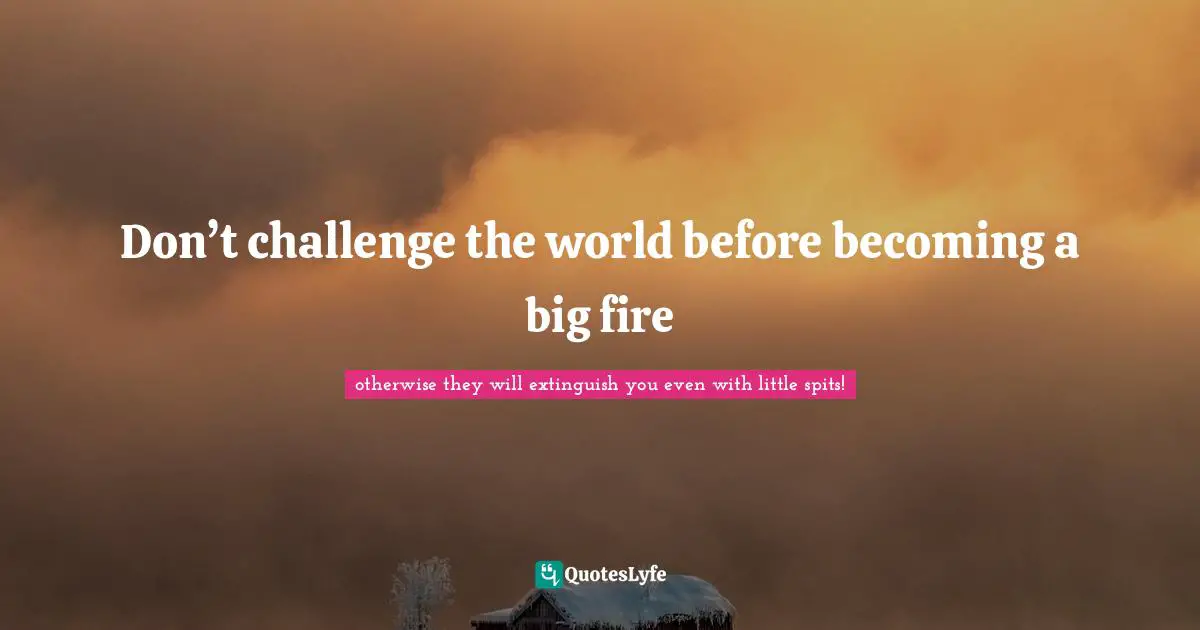 Don’t challenge the world before becoming a big fire