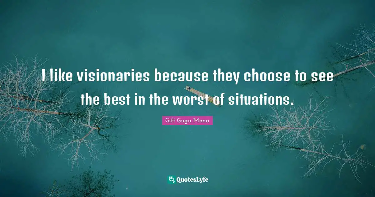 Gift Gugu Mona Quotes: I like visionaries because they choose to see the best in the worst of situations.